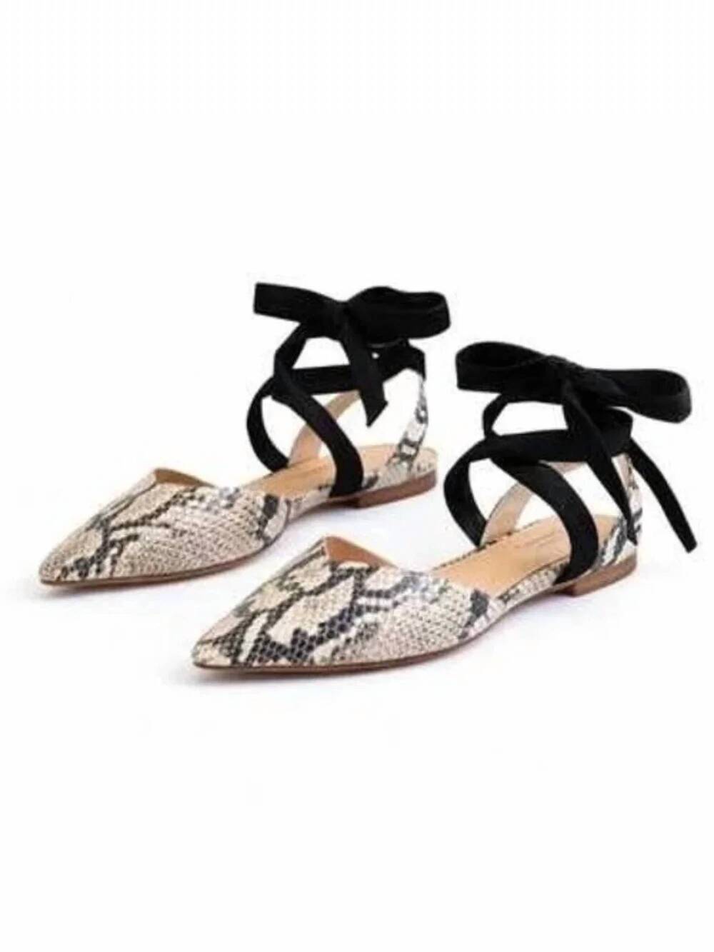 NEW SCHUTZ women's barbrah pointed flats in natural snakeskin